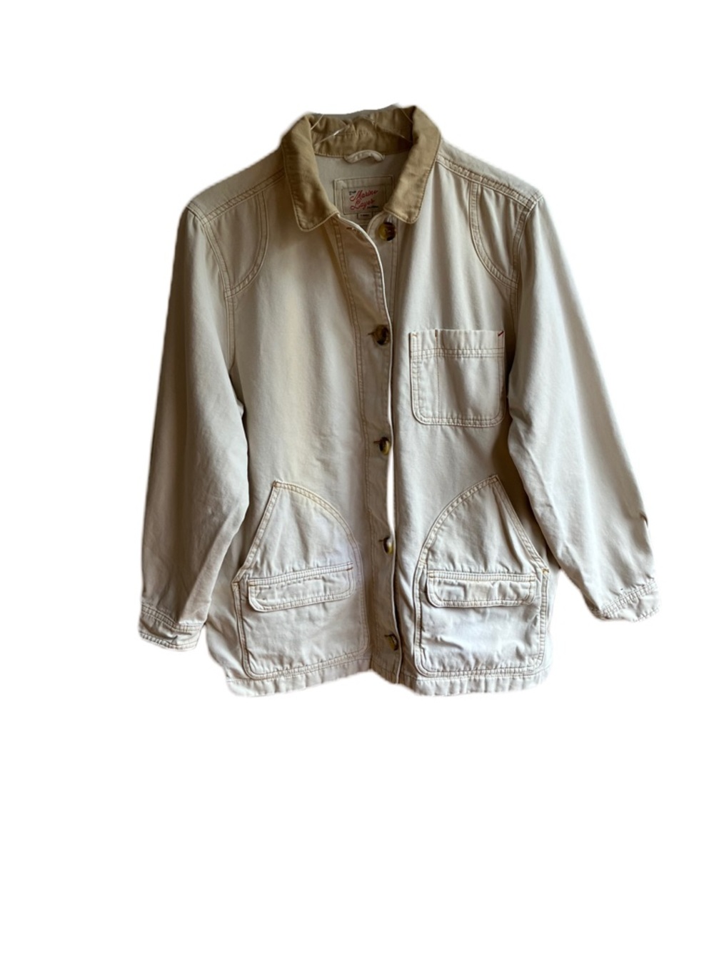 Marine Layer Finley Barn Jacket Size XS Cream Chore Coat Utility Pockets Outdoor - Picture 4 of 15
